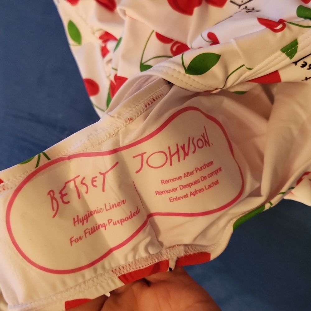 Betsey Johnson White and Red Cherry Print One Piece Swimsuit Small Size Push Up - Picture 7 of 14